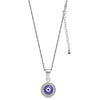 925 Sterling Silver Rhodium Plated CZ Round Evil Eye Pendant Box Chain Necklace for Women Teen