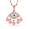 925 Sterling Silver 14K Rose Gold Plated CZ Evil Eye Necklace for Women Teen