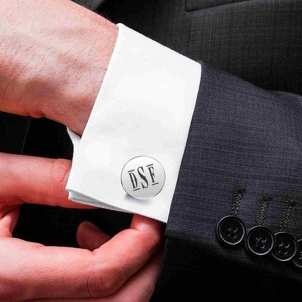 925 Sterling Silver Personalised Initial Name Monogram Cufflinks with Back Text Name for Men and Boys