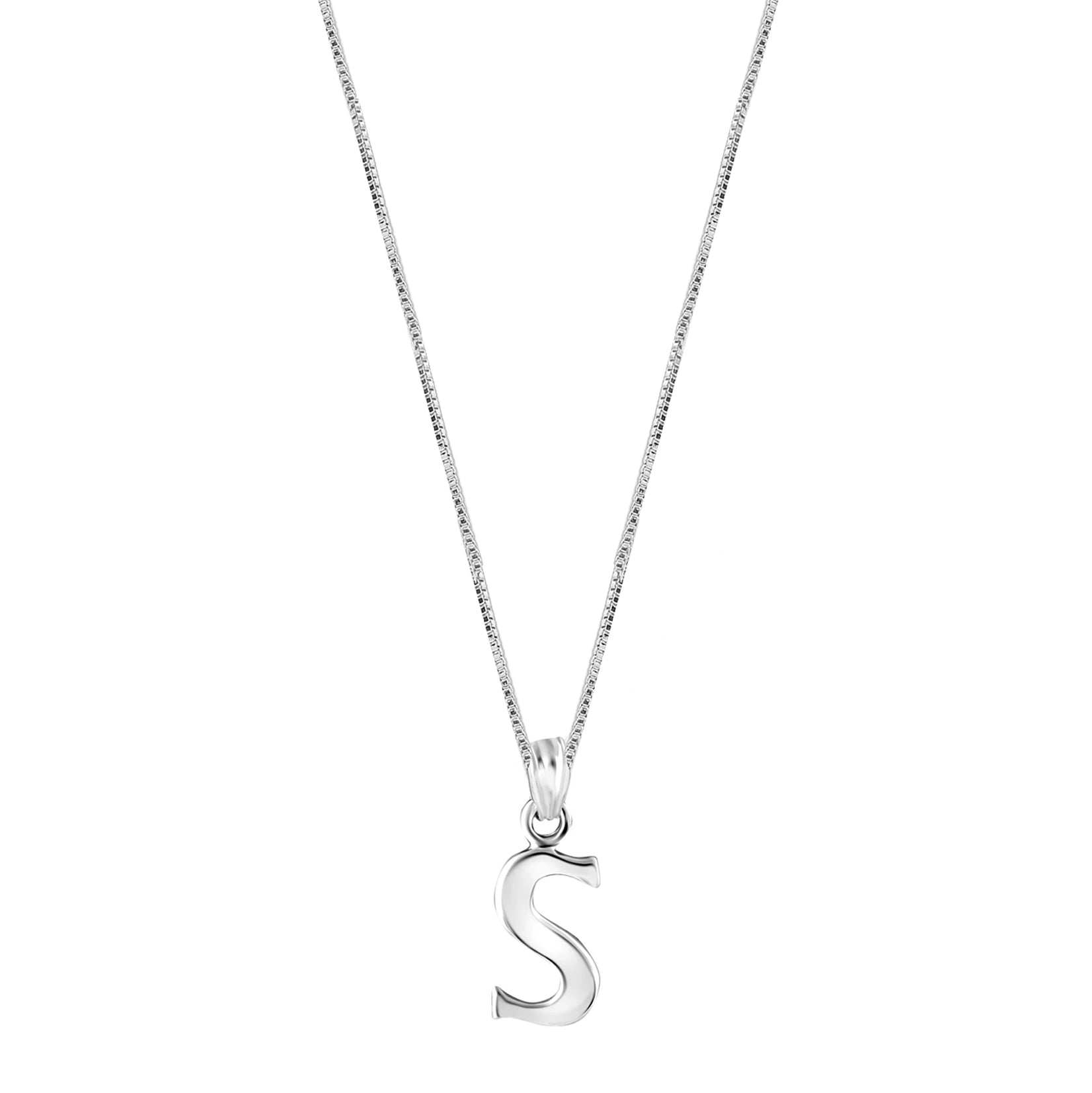 925 Sterling Silver 'S' Letter Pendant Necklace for Teen Women