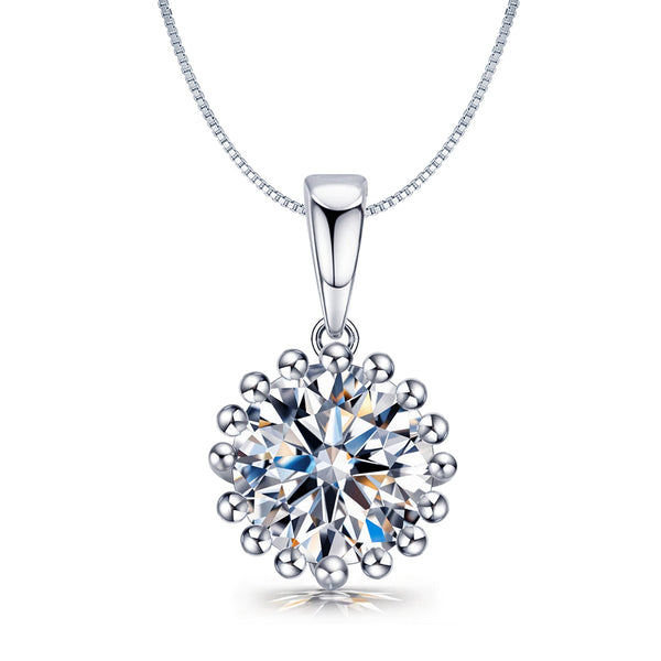 925 Sterling Silver Cubic Zirconia Diamond like Brilliance Sparkling Round Pendant Necklace for Women