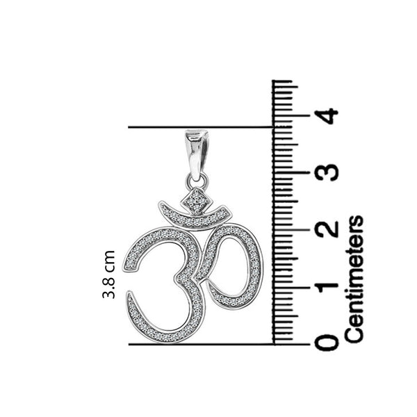 925 Sterling Silver Cubic Zirconia OM Spiritual Religious Locket Pendant Necklace for Men