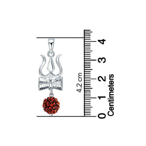 925 Sterling Silver Shakti Trishul Damru Rudraksha Pendant Necklace for Men