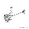 925 Sterling Silver Rock Flame Guitar Biker Pendant for Men