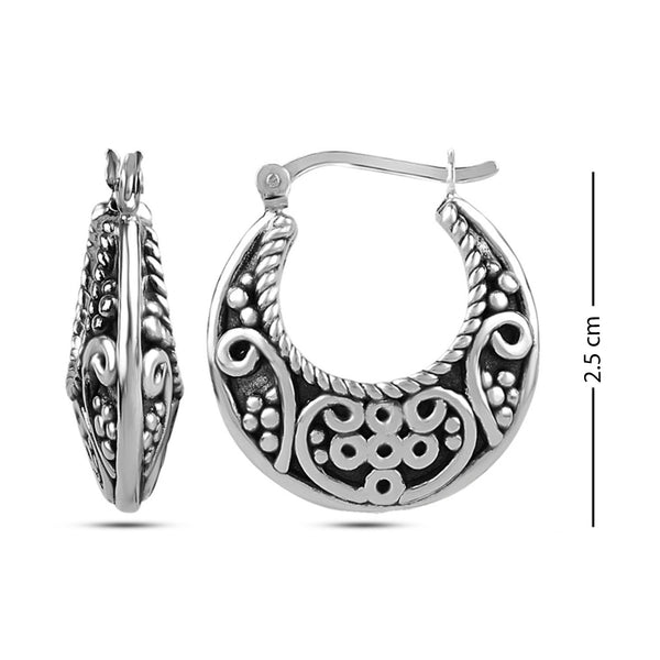 925 Sterling Silver Antique Electroforming Hoop Earrings for Women