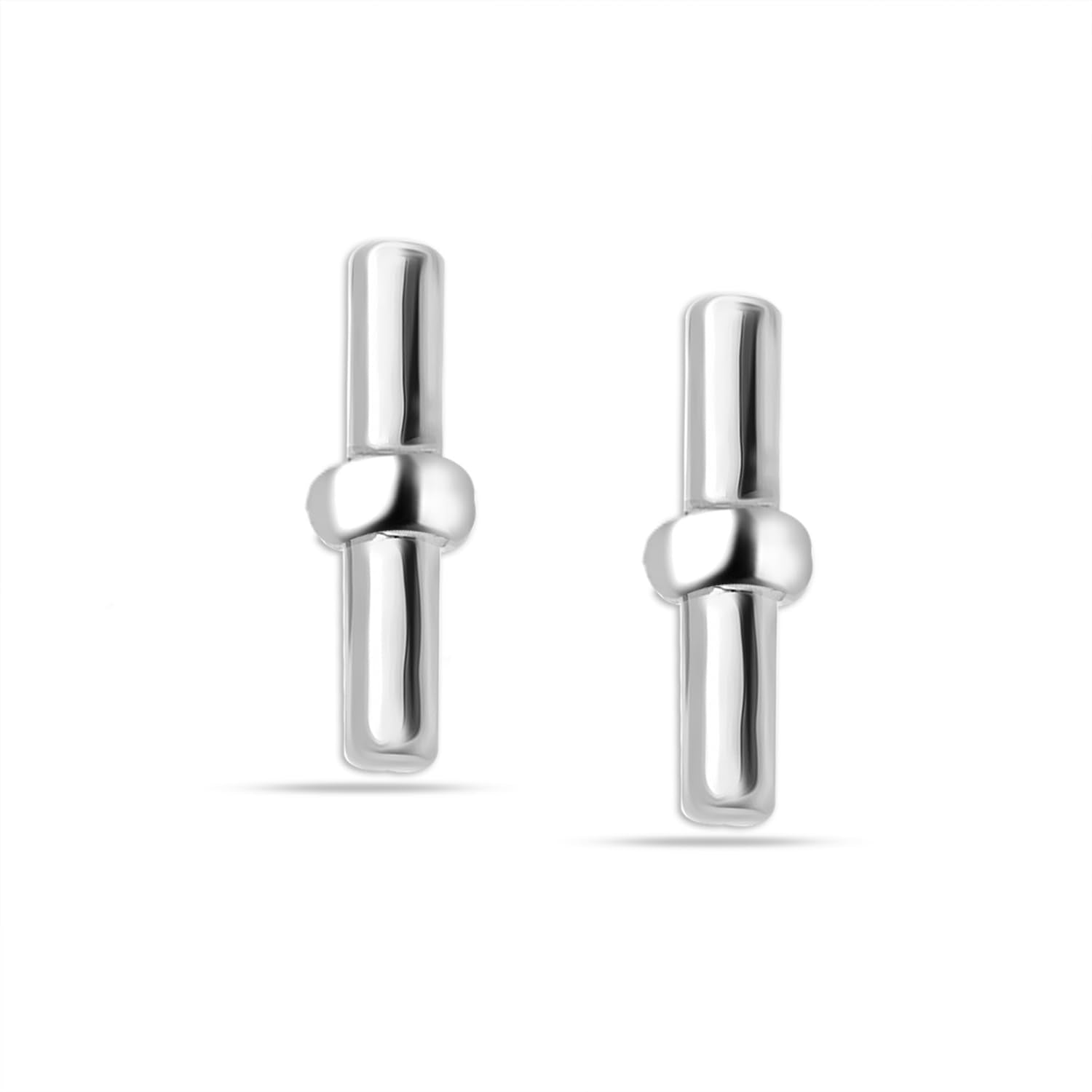 925 Steling Silver Lightweight Round T-Bar Stud Earrings for Women