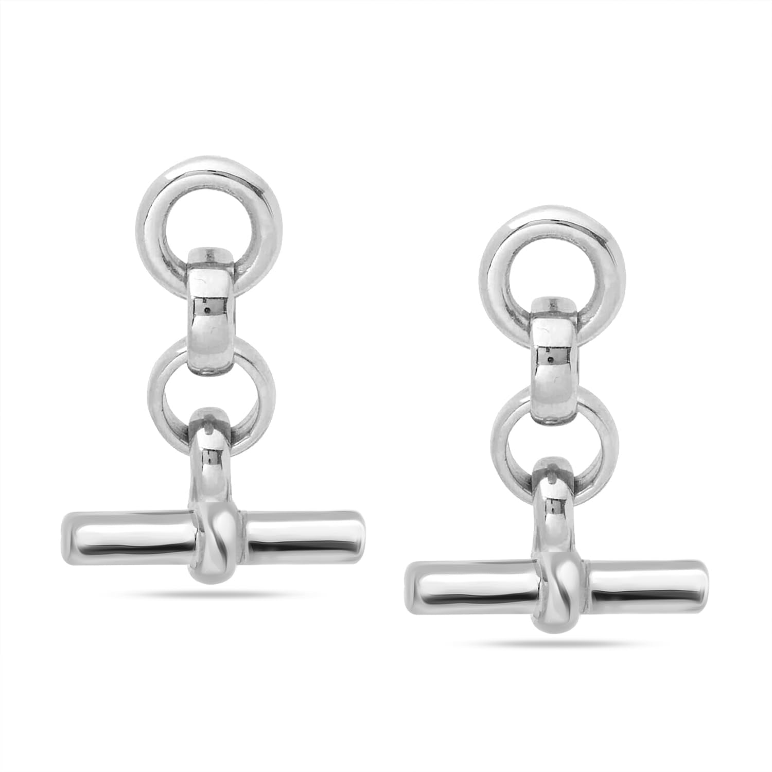 925 Steling Silver Lightweight Round T-Bar Drop Charm Stud Earrings for Women