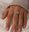 925 Sterling Silver Simple Plain Bar Signet Style Finger Ring for Women