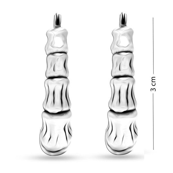 925 Sterling Silver Bamboo Oval Hoop Earrings for Teen Women