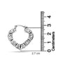 925 Sterling Silver Bamboo Heart Hoop Earrings for Teen Women