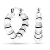 925 Sterling Silver Bamboo Heart Hoop Earrings for Teen Women