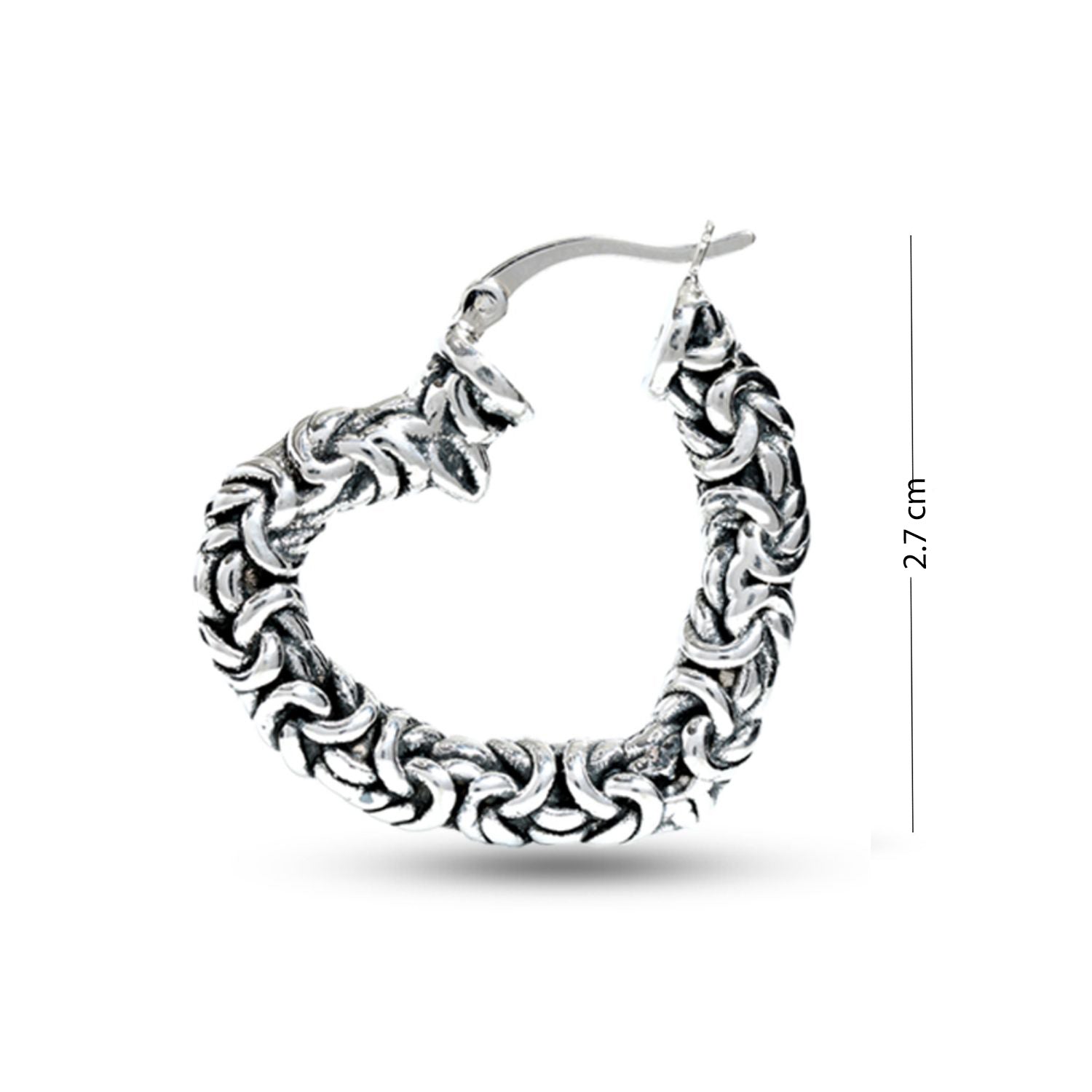 925 Sterling Silver Antique Heart Hoop Earrings for Teen Women