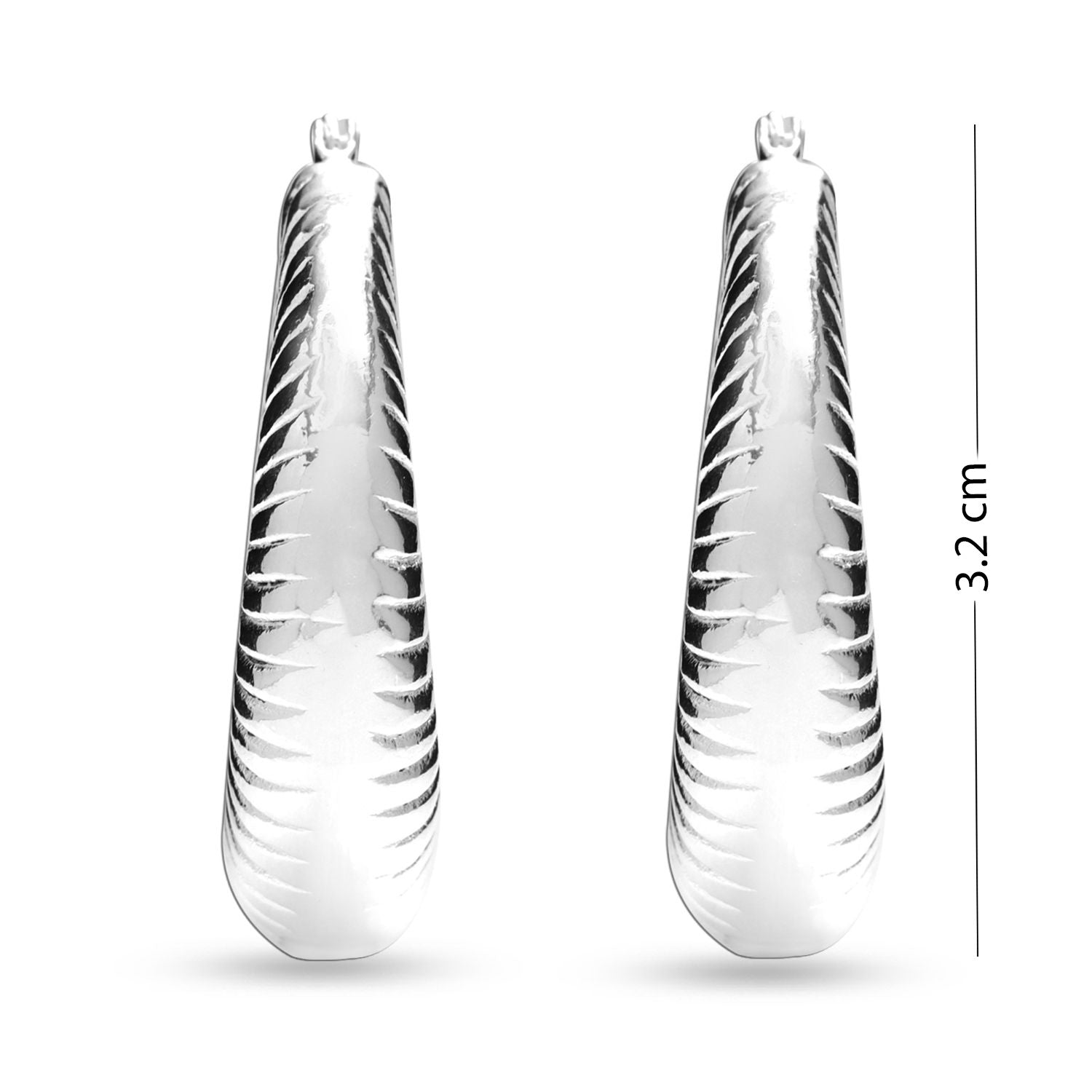 925 Sterling Silver Shrimp Oval Hoop Earrings for Women 32 MM