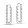 925 Sterling Silver Twisted Textured Rectangle U-Shape Click-Top Hoop Earrings for Women