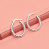 925 Sterling Silver Classic Round Shaped Textured Click-Top Hoop Earrings for Women