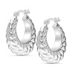 925 Sterling Silver Italian Design Chunky Shrimp Textured Click-Top Hoop Earrings for Women