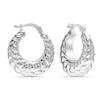 925 Sterling Silver Italian Design Chunky Shrimp Textured Click-Top Hoop Earrings for Women