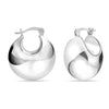 925 Sterling Silver Handmade Vintage Design Puffy Plain Chunky Click-Top Hoop Earrings for Women