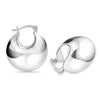 925 Sterling Silver Handmade Vintage Design Puffy Plain Chunky Click-Top Hoop Earrings for Women