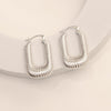 925 Steling Silver Medium Classic Chunky Shrimp Textured U-shaped  Hoop Earrings for Women