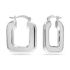 925 Steling Silver Retro U-Shaped Chunky Oval Square Hoop Earrings for Women