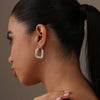 925 Steling Silver Retro U-Shaped Chunky Oval Square Hoop Earrings for Women