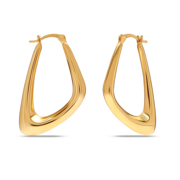 925 Sterling Silver 14K Gold-Plated Twisted Chunky Triangle Hoop Earring for Women