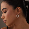 925 Sterling Silver Round Diamond-Cut Textured Hoop Earrings for Women