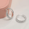 925 Sterling Silver Round Diamond-Cut Textured Hoop Earrings for Women