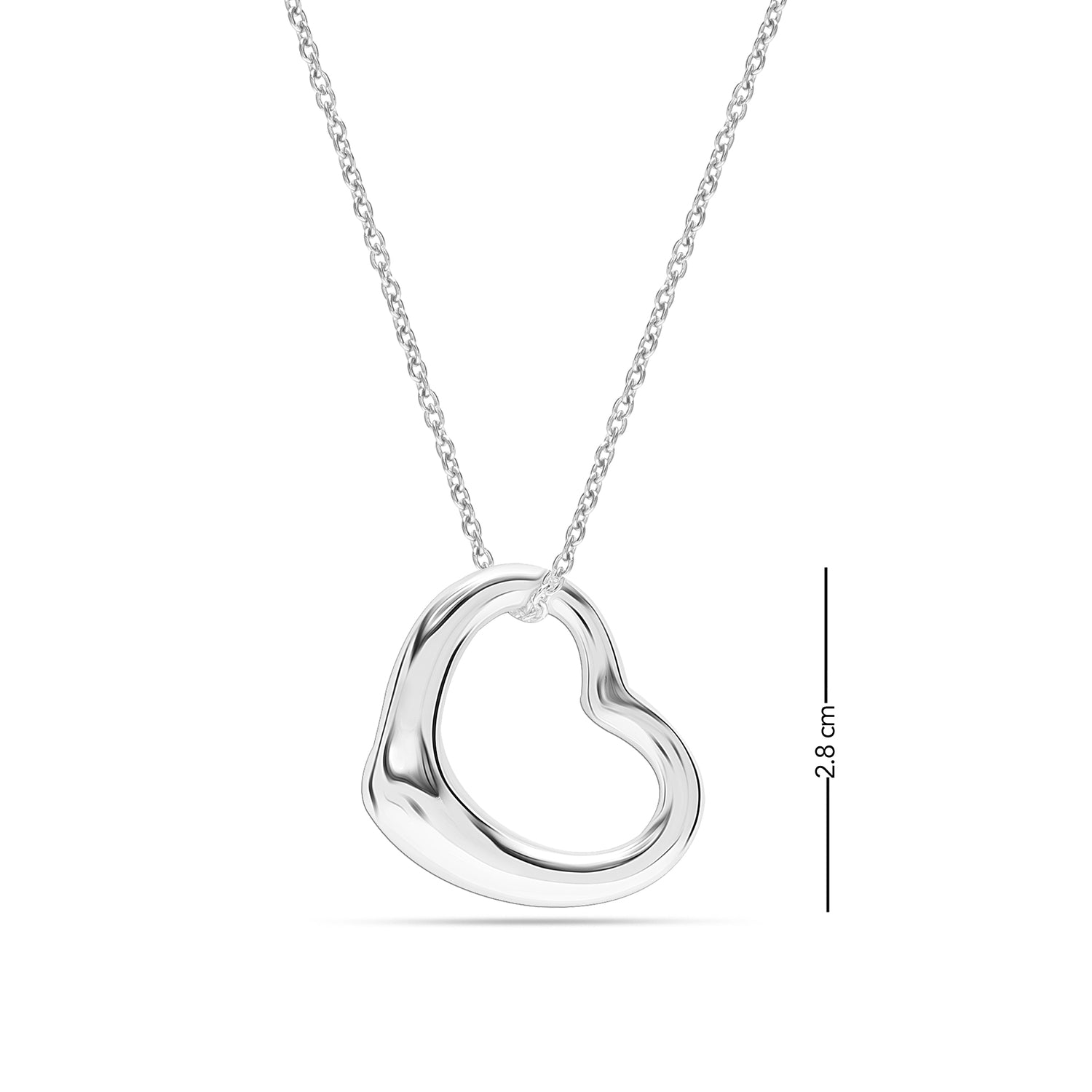 925 Sterling Silver Open Heart Pendant Necklace for Teen Women