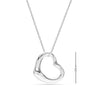 925 Sterling Silver Open Heart Pendant Necklace for Teen Women