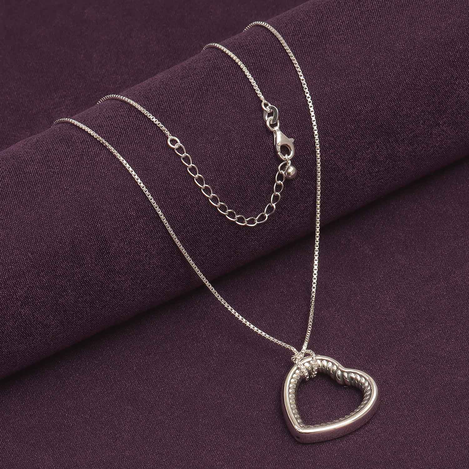 925 Sterling Silver Heart Necklace Light-Weight Antique Heart Pendant for Women Teen