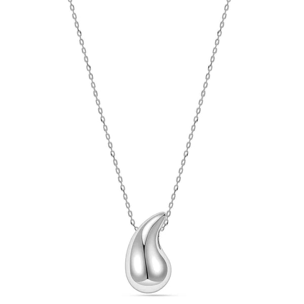 925 Sterling Silver Dainty Teardrop Tiny Oval Bead Beans Pear-Shaped Pendant Necklace for Women