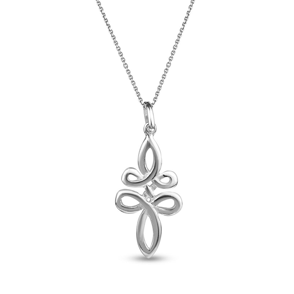 925 Sterling Silver Italian Design Celtic Knot Cross Pendant Necklace for Women