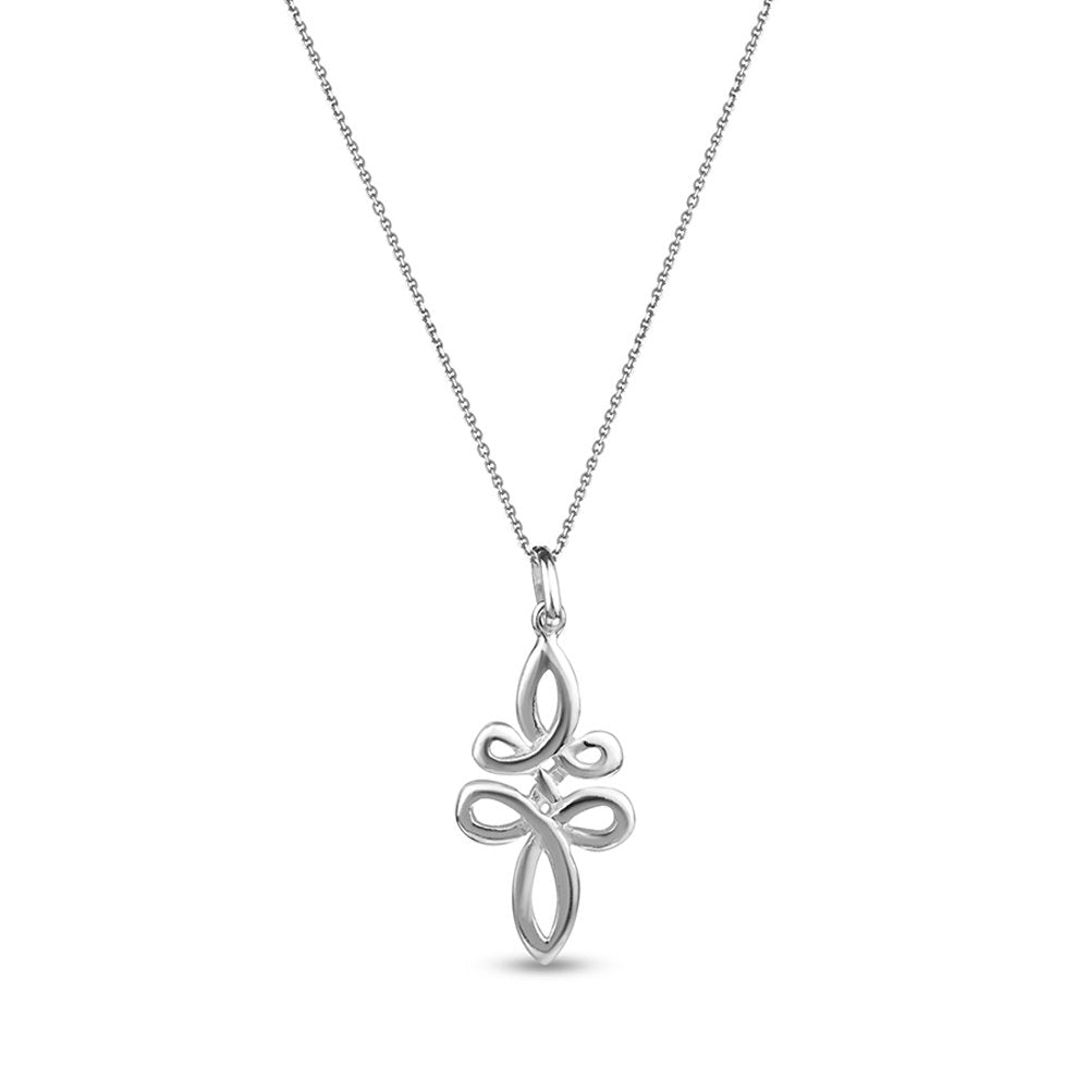 925 Sterling Silver Italian Design Celtic Knot Cross Pendant Necklace for Women