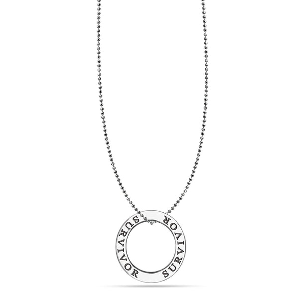 925 Sterling Silver SURVIVOR Open Circle Necklace for Teen Women