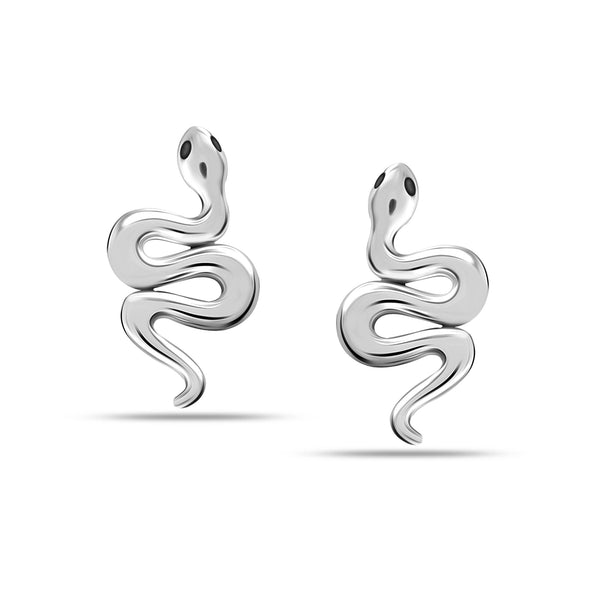 925 Sterling Silver Snake Small Stud Earrings for Women Teen Girl